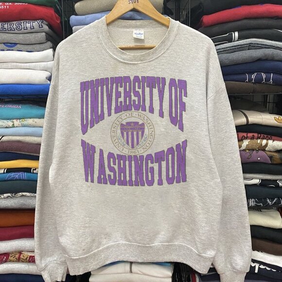 Vintage University of Washington Huskies Football Sweatshirt, Retro NCAA Shirt - Picture 1 of 2